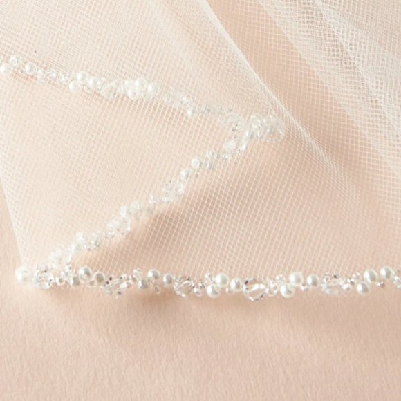 Dareth Colburn Beaded Wedding Veil, Ivory, Cathedral  length - Picture 2 of 4